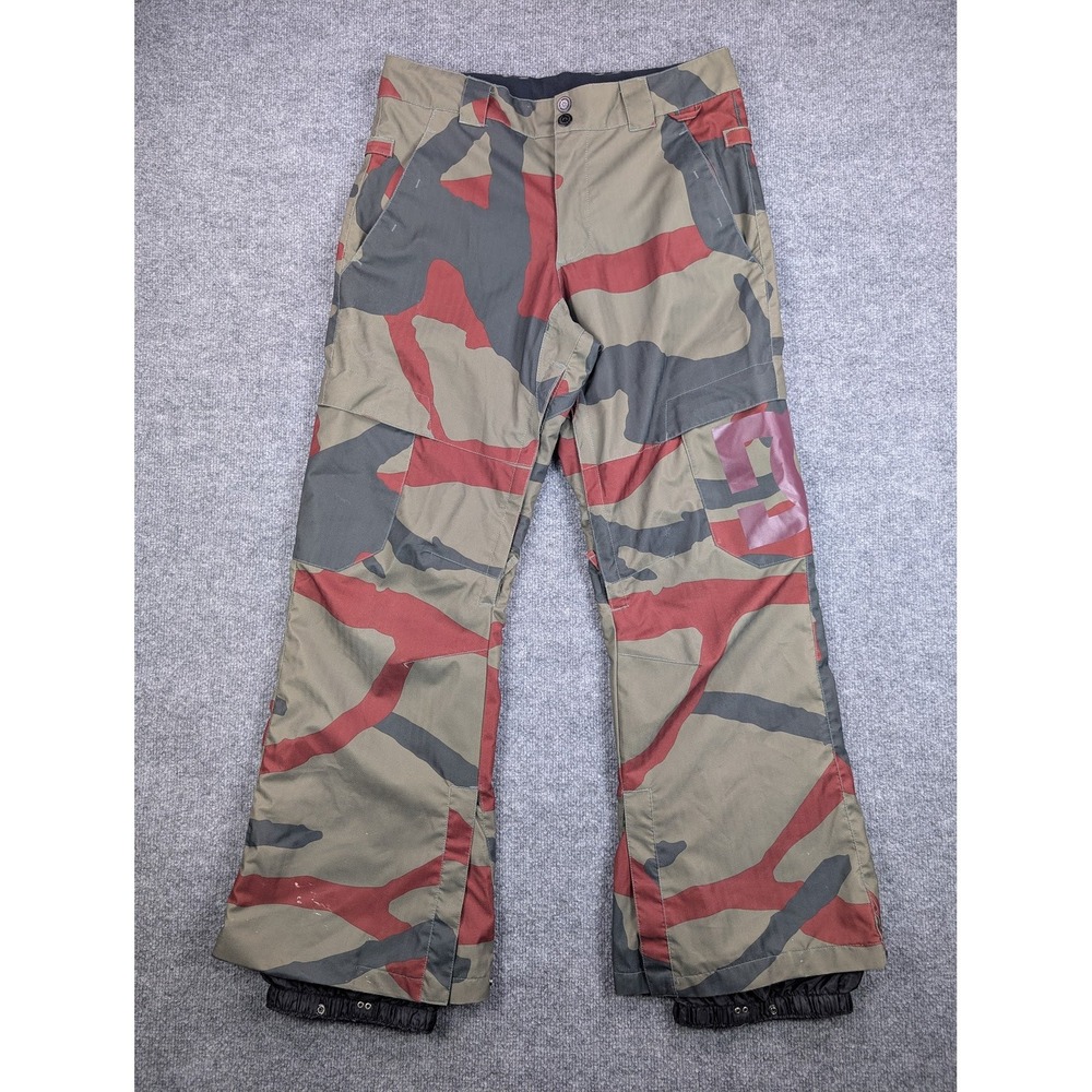 DC Shoes Snowboard Pants Mens Medium Camo Red Green 10K Waterproof Cargo C136